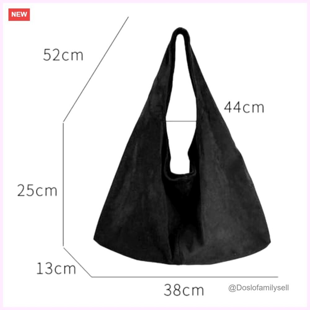 Suede Tote Shoulder Bag Retro Crescent Hobo Work Purse Minimal Chic - Picture 5 of 5